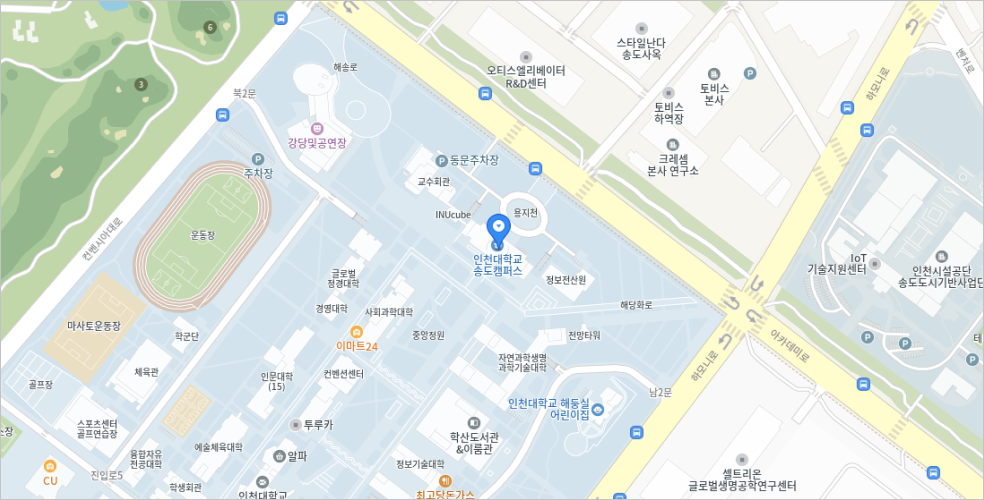 인천대학교 송도캠퍼스 28호관 위치 지도